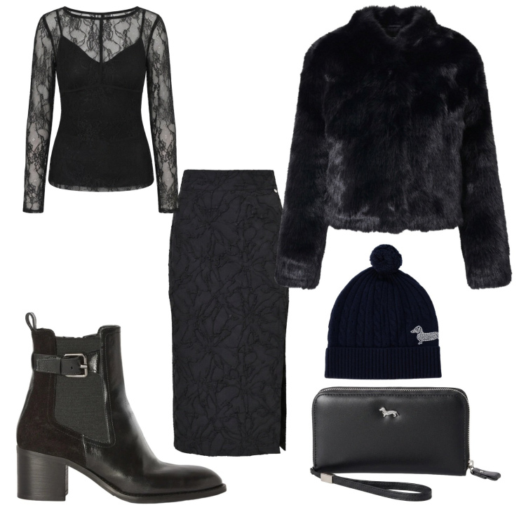 Outfit donna - Total look #2501183. Abbinamento con portafogli, stivaletti, berretti, bluse, blazer, gonne longuette.