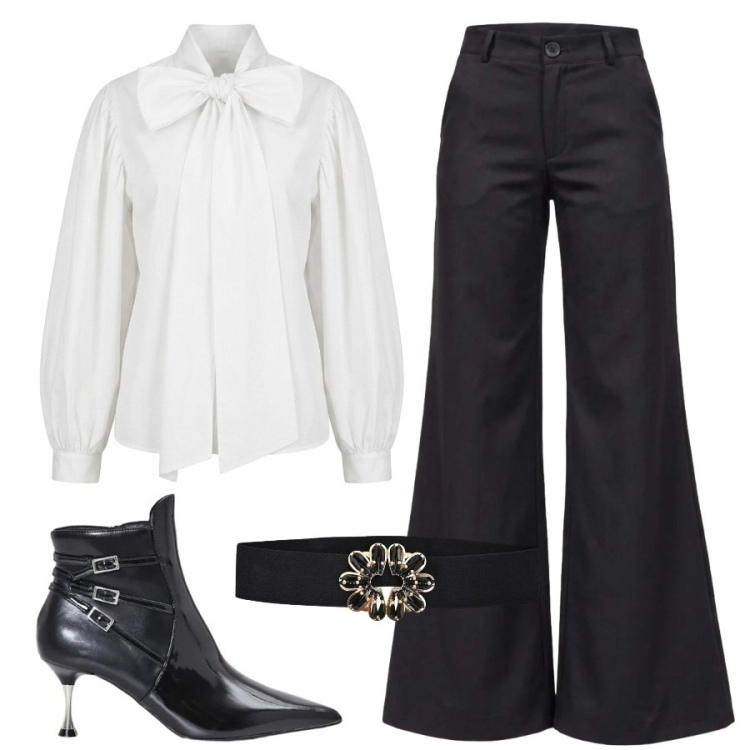 Outfit donna - Total look #2501249. Stile Trendy per Serata fuori. Abbinamento con pantaloni, cinture, stivaletti, camicie.