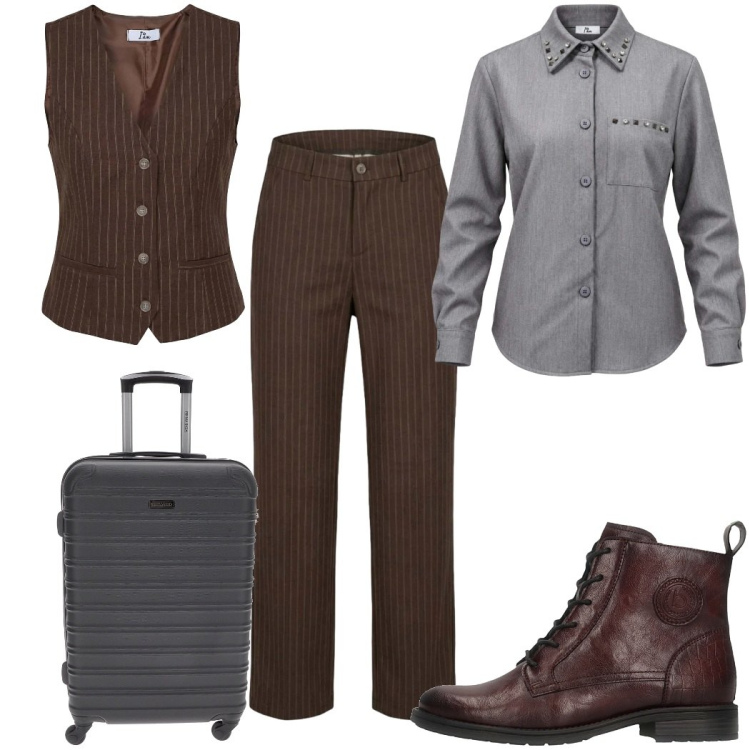 Outfit donna - I AM casual!. Stile Casual per Tutti i giorni. Abbinamento con gilet, pantaloni, camicie, valigie, anfibi.