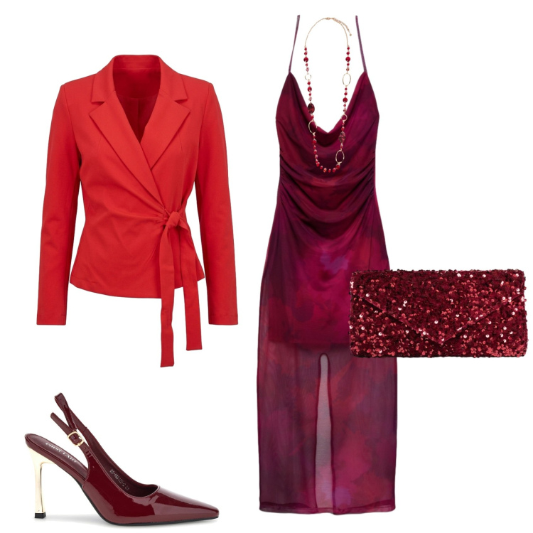 Outfit donna - Total look #2501339. Stile Sexy per Serata fuori. Abbinamento con collane, clutch, blazer, vestiti lunghi, décolleté.