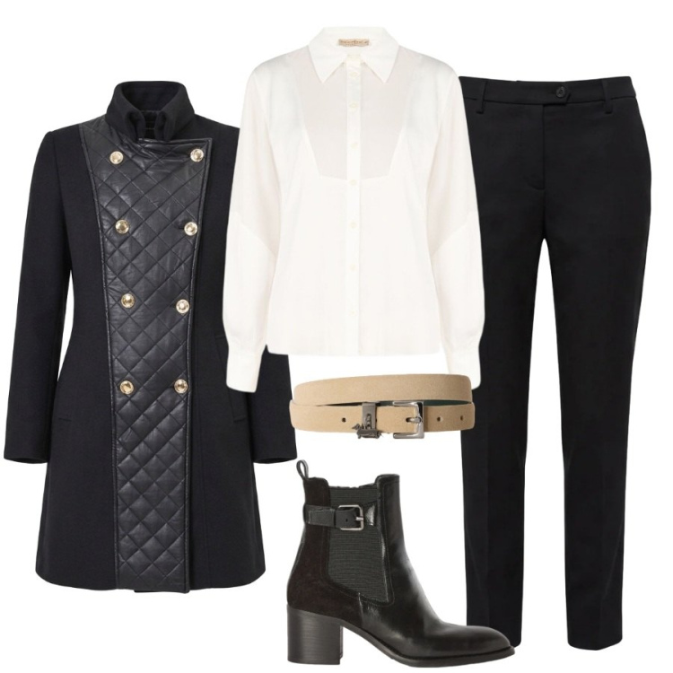 Outfit donna - Total look #2501704. Stile Sporty chic per Tutti i giorni. Abbinamento con cinture, stivaletti, pantaloni, camicie, cappotti.