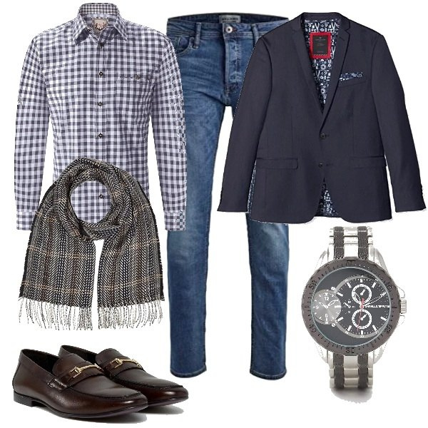 Outfit uomo - Romantic. Stile Trendy per Tutti i giorni. Abbinamento con mocassini marrone.
