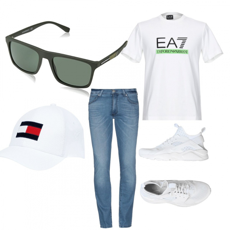 Outfit uomo - Casual #1081. Stile Casual per Tutti i giorni. Abbinamento con cappelli con visiera.