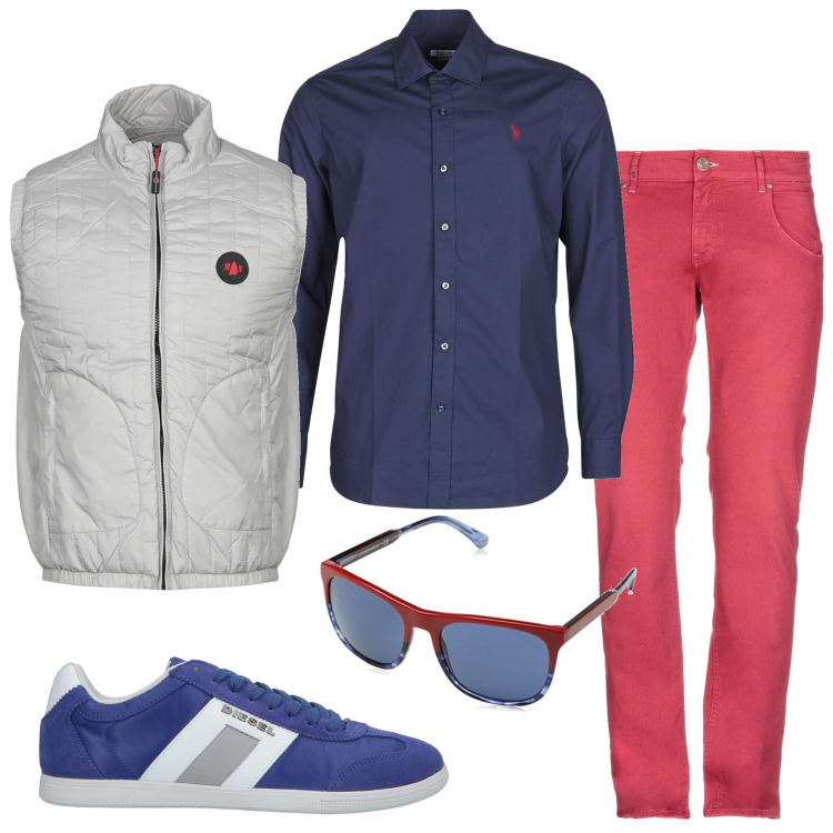Outfit uomo - Pranzo di Pasqua. Stile Casual per Tutti i giorni. Abbinamento con jeans delavé con zip in denim tinta unita.