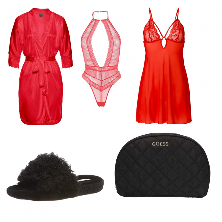 Outfit donna - In camera da letto.. Stile Sexy Abbinamento con camicie, vestaglie, body con pizzo in tulle tinta unita.