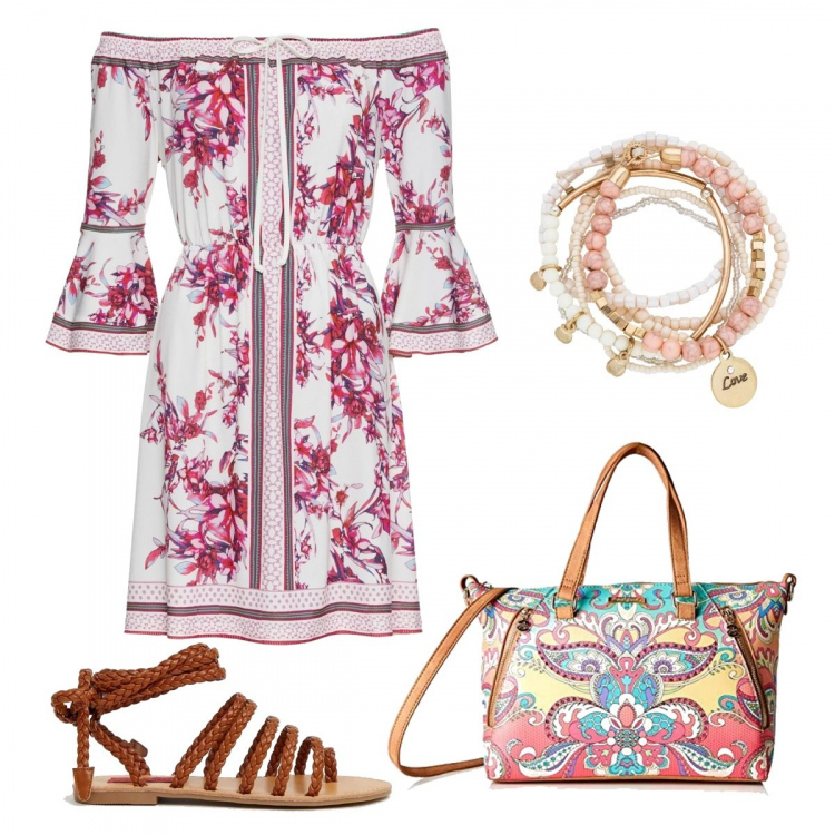 Outfit donna - Un gelato?. Stile Etnico per Tutti i giorni. Abbinamento con costumi interi, braccialetti, sandali con laccetti, borse a mano.