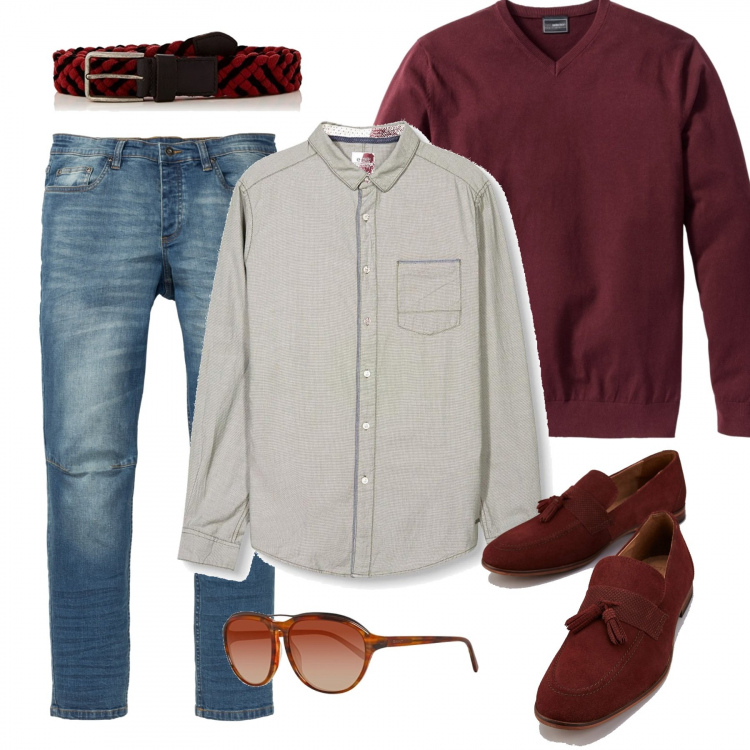 Outfit uomo - #bantoauomo cuoio e dintorni. Stile Casual per Tutti i giorni. Abbinamento con maglieria, braccialetti, camicia a maniche lunghe verde e kaki, cintura, occhiali da sole, scarpe stringate.