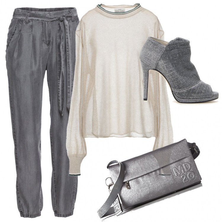 Outfit donna - Urban chic. Stile Urban per Tutti i giorni. Abbinamento con pullovers, pantaloni, stivaletti, borsa a tracolla.