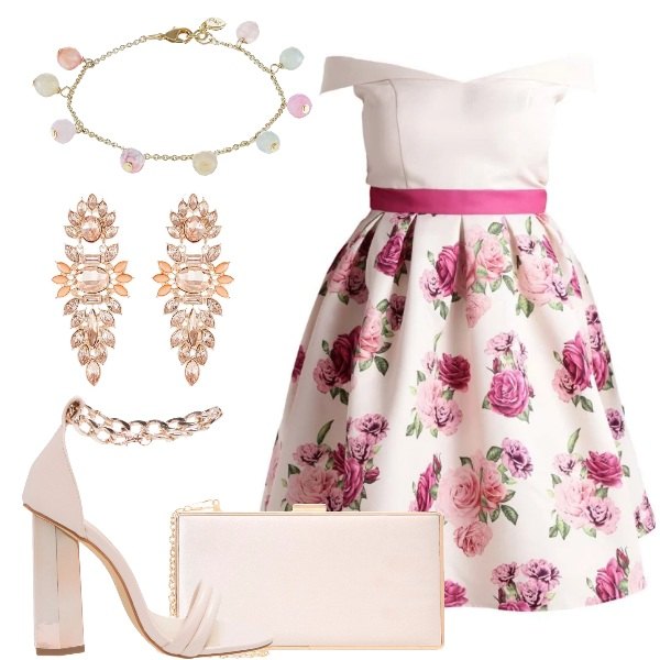 Outfit donna - Fiori e pietre. Stile Bon Ton per Cerimonia.