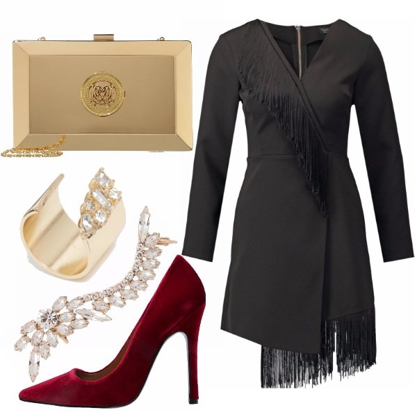 Outfit Gold, black & red
