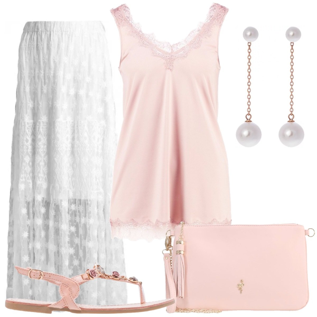 Outfit donna - Rosa pastello. Stile Bon Ton per Tutti i giorni.