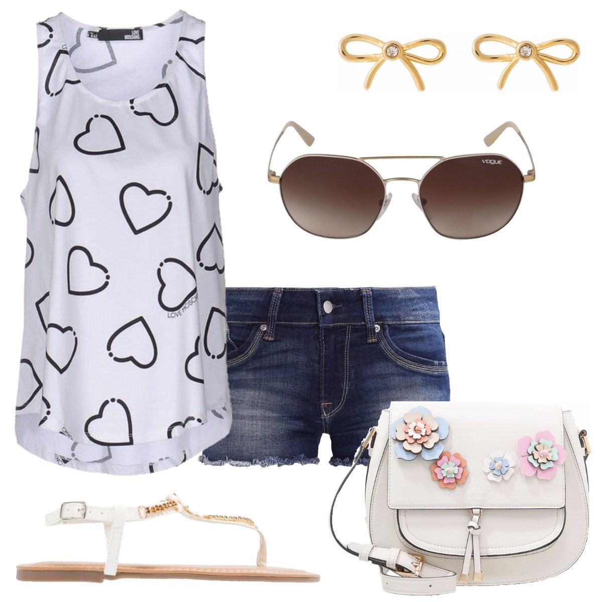 Outfit donna - Esplosione di cuori. Stile Basic per Tutti i giorni.