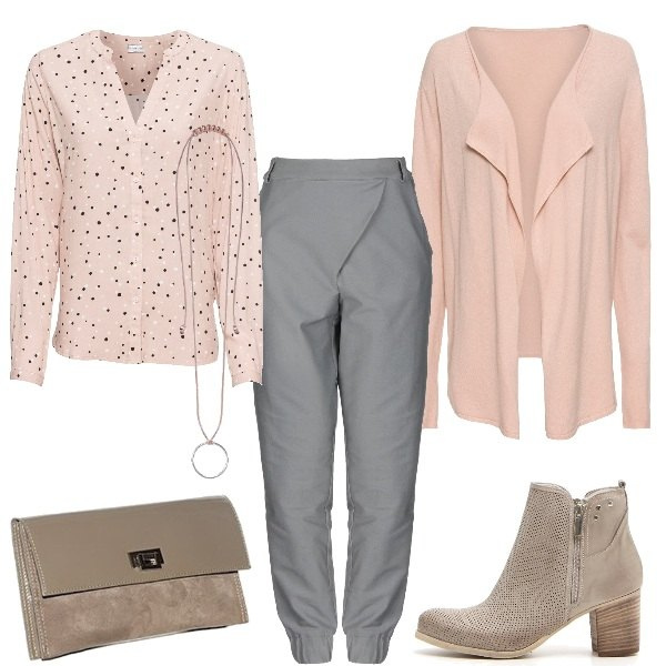 Outfit donna - Brand Inspo - Alberta Ferretti. Stile Basic per Tutti i giorni. Abbinamento con cardigans, camicie, pantalone, pochette, stivaletti, ciondoli.