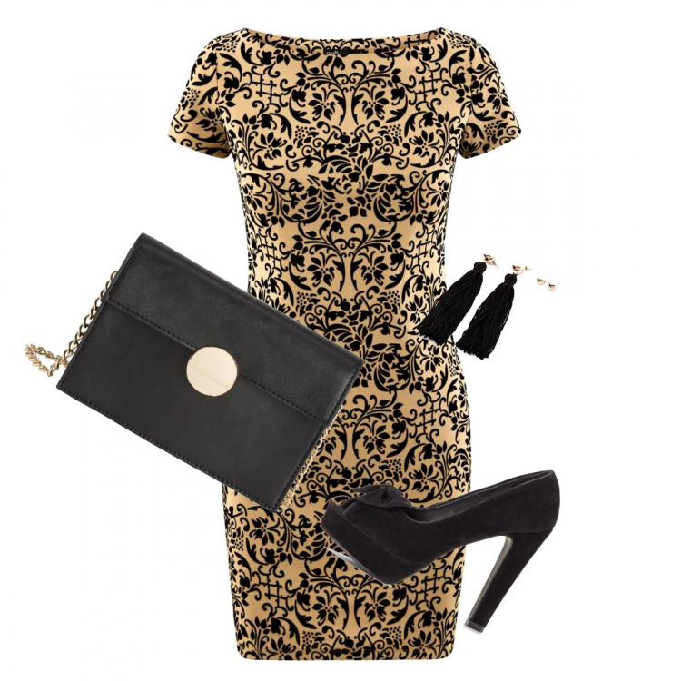 Outfit donna - Chic a meno di 50 euro. Stile Chic per Tutti i giorni. Abbinamento con pantaloni, décolleté con fiocco effetto scamosciato con tacco e plateau open toe in pelle sintetica nero, pantaloni culotte, vestiti.