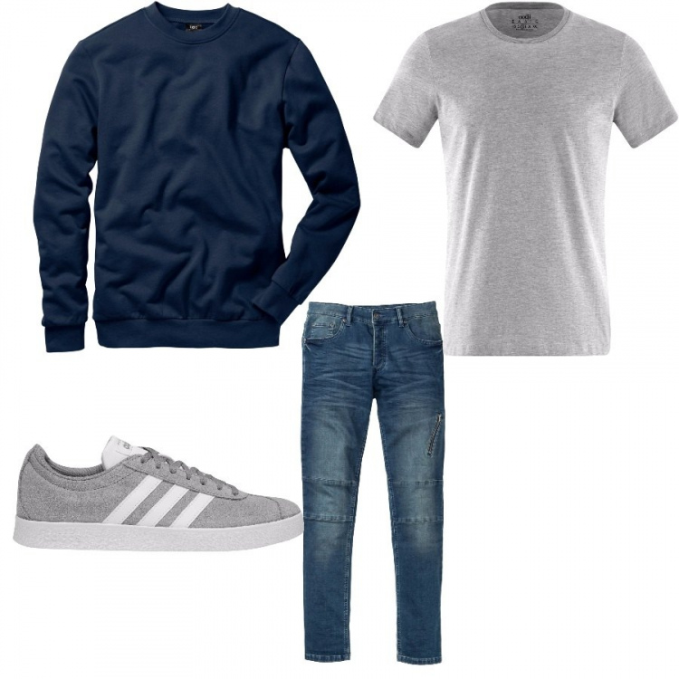 Outfit uomo - Semplicema trendy. Stile Trendy per Tutti i giorni. Abbinamento con felpe, jeans skinny, t-shirt, sneakers.