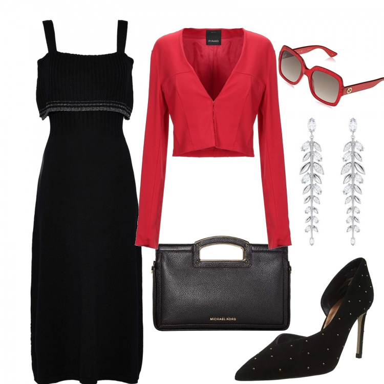 Outfit mujer - All we have is now. Estilo Chic para Ceremonia. Combinación con zapatos de tacón nero, pendientes, gafas de sol, zapato, blazers, vestidos midi/longuettes.