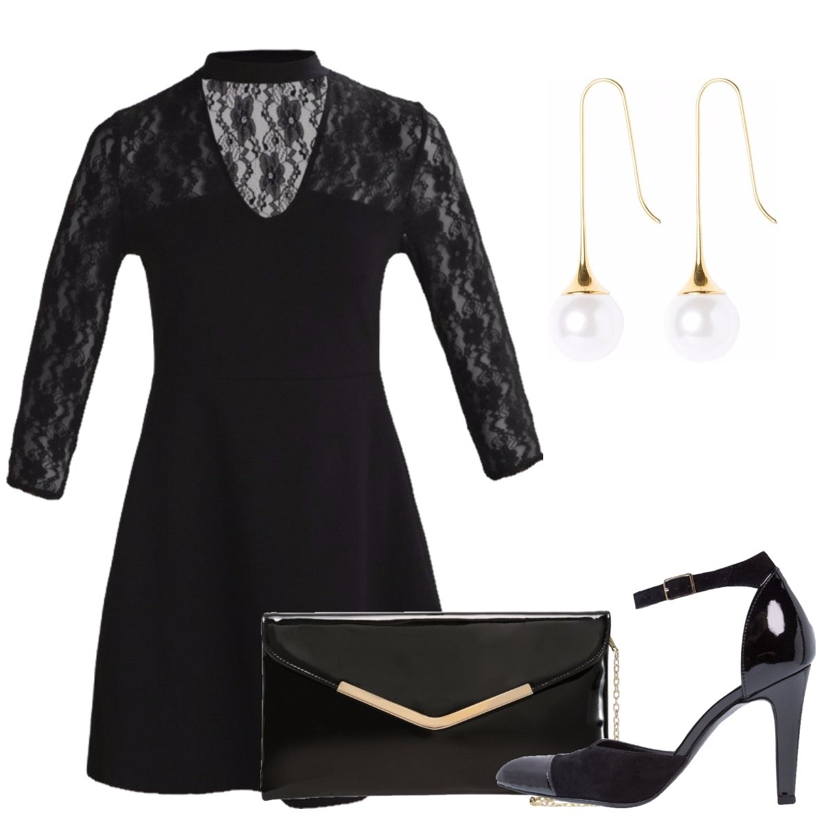 Outfit donna - Pizzo nero. Stile Bon Ton per Serata fuori.