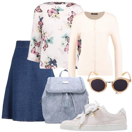 Outfit donna - Studentessa romantica. Stile Bon Ton per Scuola/Università.