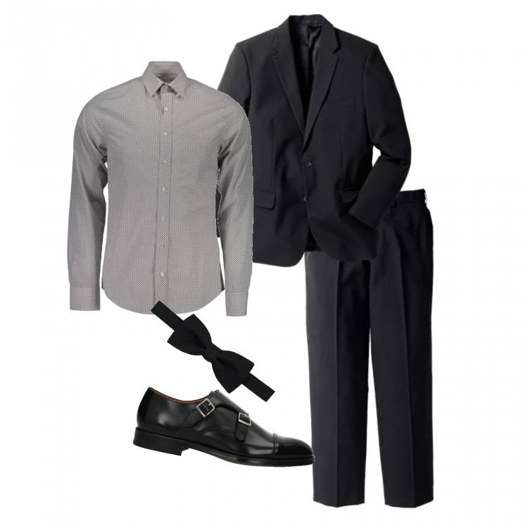 Outfit uomo - Serata di gala con eleganza. Stile Business/Elegante per Serata speciale. Abbinamento con giacche, scarpe derby nero, camicie.