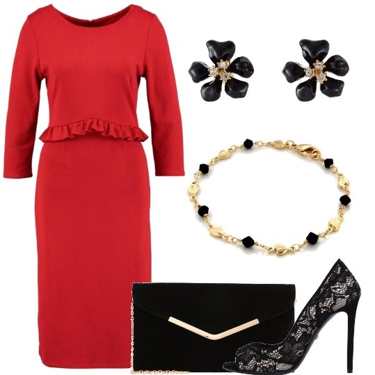 Outfit donna - Tubino rosso. Stile Chic per Ufficio.