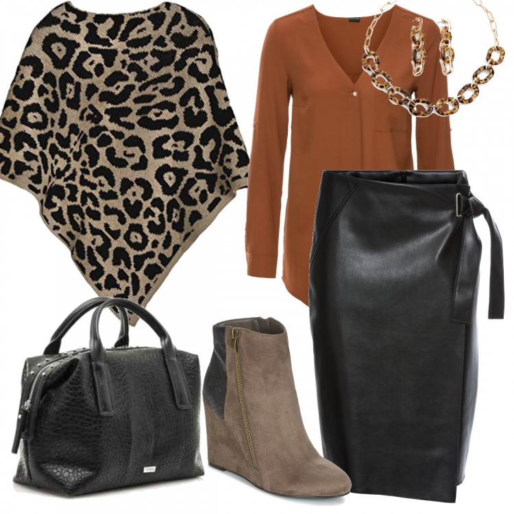 Outfit donna - Aperitivo/cena post lavoro. Stile Sexy per Serata fuori. Abbinamento con camicie, cappotti, bluse, stivaletti, borsetta nero, cappotti.