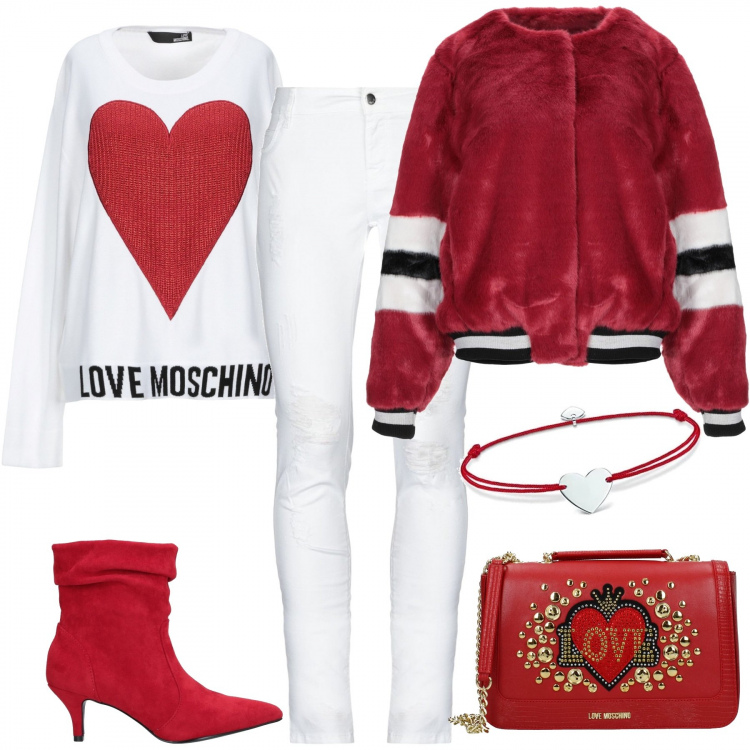 Outfit donna - Trendy #35494. Stile Trendy per Serata fuori. Abbinamento con ecopellicce, pantaloni, pullovers, stivaletti, borse a spalla, braccialetti.