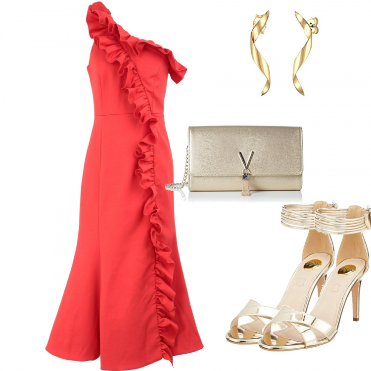 Outfit femme - Chic #20954. Style Chic pour Soirée dehors. Assortir avec robes mi-longues/au genou, sandales, sabots, mules et tongs tendance, pochette.