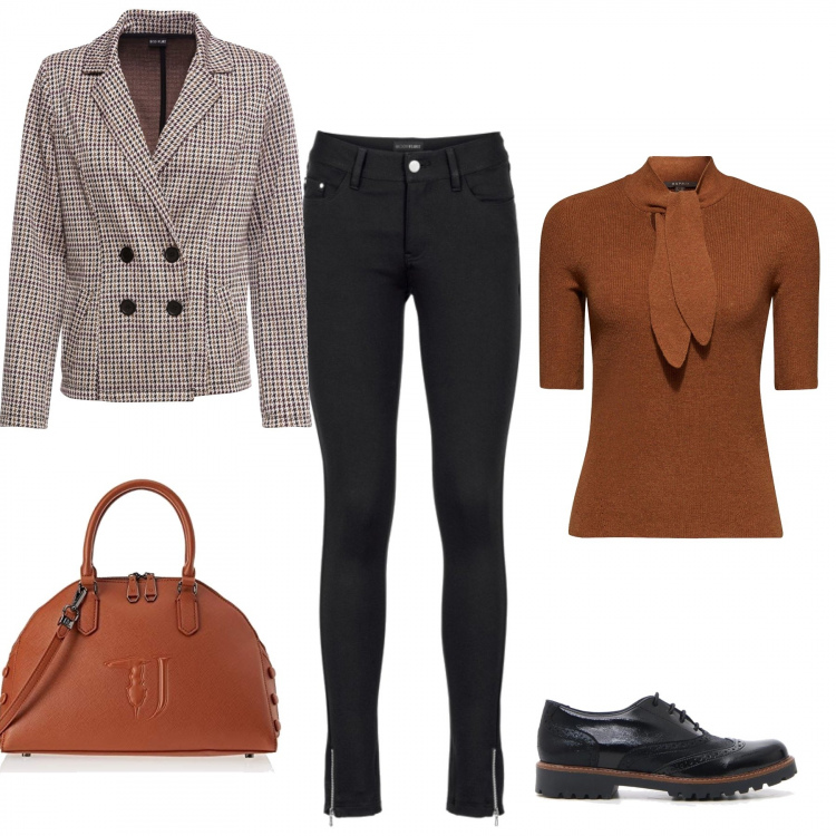 Outfit donna - Urban #12707. Stile Urban per Ufficio. Abbinamento con pantaloni, blazer, pullovers, scarpe stringate, borse a mano.