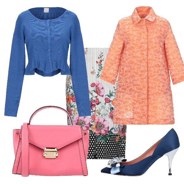 Outfit donna - Bon Ton #17034. Stile Bon Ton per Serata fuori. Abbinamento con cardigans, cappotti, décolleté, gonne longuette, borse a mano.