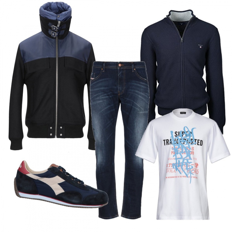 Outfit hombre - Urban #2007. Estilo Urban para Noche especial. Combinación con jerséis y cárdigan blu.