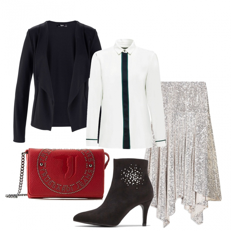 Outfit donna - Chic ricercato. Stile Chic per Cerimonia. Abbinamento con blazer, stivaletti, gonne longuette, pochette, camicie.