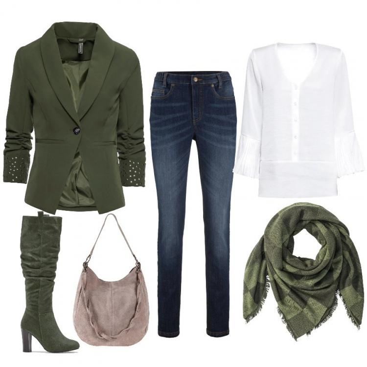 Outfit donna - Bonprix con grinta. Stile Basic per Ufficio. Abbinamento con jeans skinny, borse a mano, blazer, bluse, t-shirt, foulard.