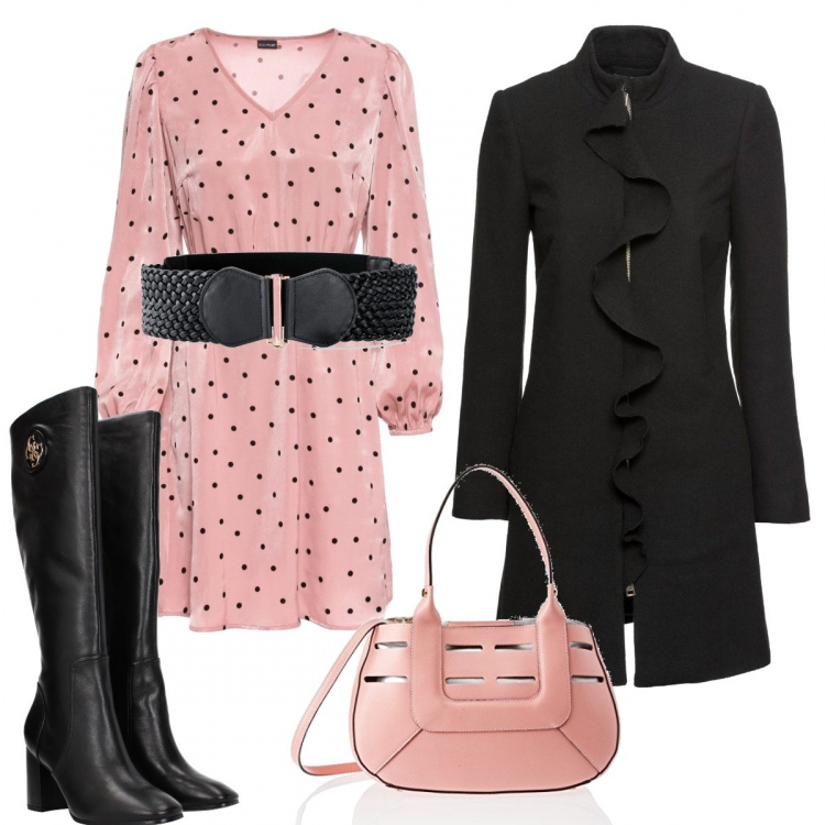 Outfit donna - Trendy #37946. Stile Trendy per Tutti i giorni. Abbinamento con vestito, borse a tracolla, cinture, stivali, borse a spalla.