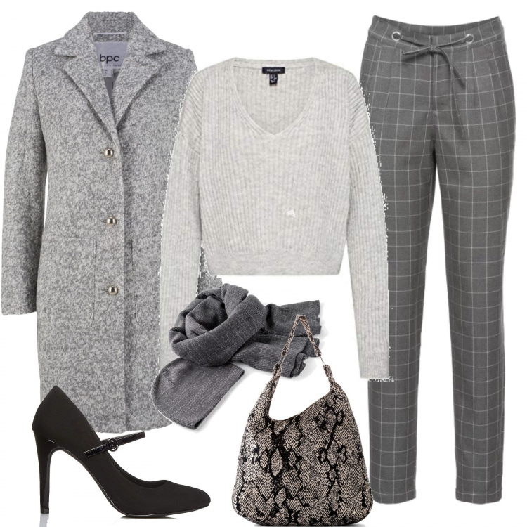 Outfit donna - Rientro al lavoro dopo le feste. Stile Urban per Ufficio. Abbinamento con vestiti chemisier, pantaloni a palazzo, maglieria, jeans dritti, maglione a coste crop, scarpa.