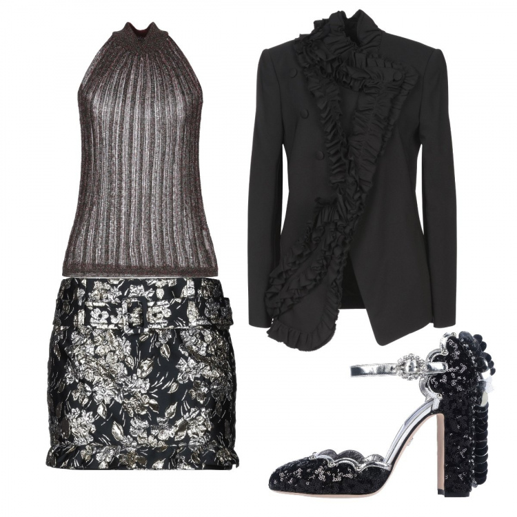 Outfit femme - Tendance #528. Style Tendance pour Soirée dehors. Assortir avec escarpins con paillettes.
