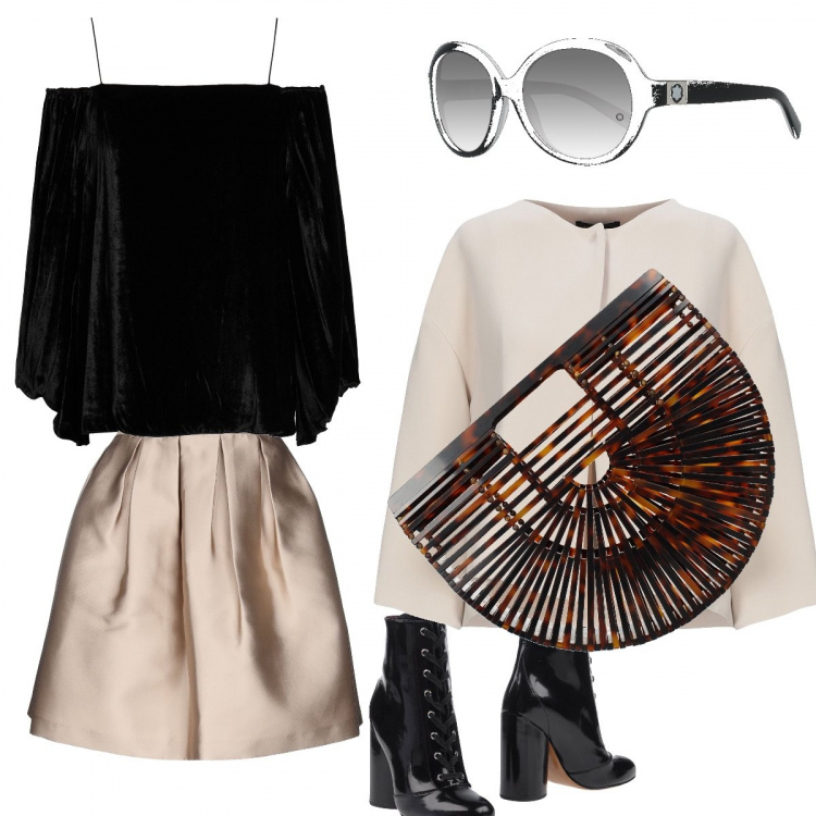 Outfit donna - La mia I-Bag.....glam very glam. Stile Trendy per Tutti i giorni. Abbinamento con gonne longuette, blazer, bluse, stivaletti con tacco geometrico e punta tonda pianta larga tinta unita, borse a mano, occhiali da sole.