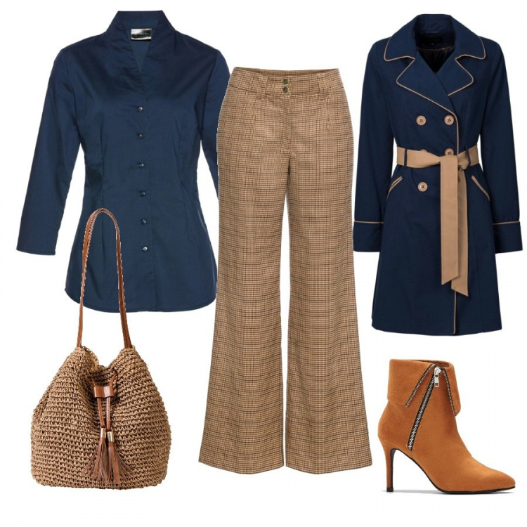 Outfit donna - Saldi bonprix. Stile Trendy per Tutti i giorni. Abbinamento con trench, camicie, pantaloni, stivaletti, borse a mano.
