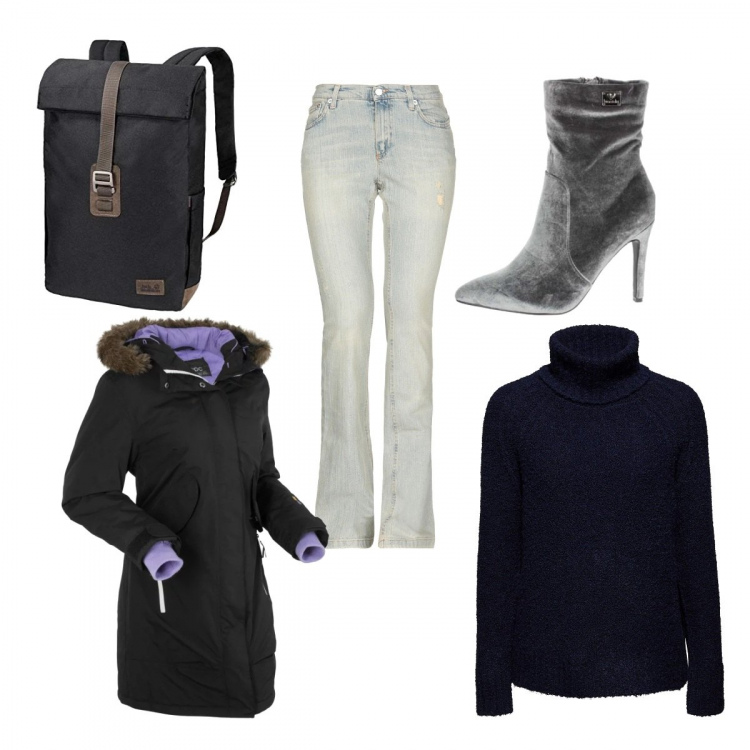 Outfit donna - Not so easy. Stile Urban per Ufficio. Abbinamento con blazer, jeans, stivaletti, felpe, zaino.
