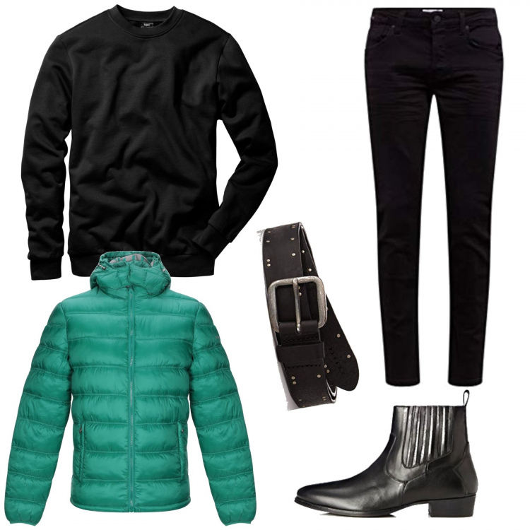 Outfit uomo - Stivaletti Western. Stile Trendy per Tutti i giorni. Abbinamento con felpe, piumini, jeans dritti, cinture, stivaletti texani.
