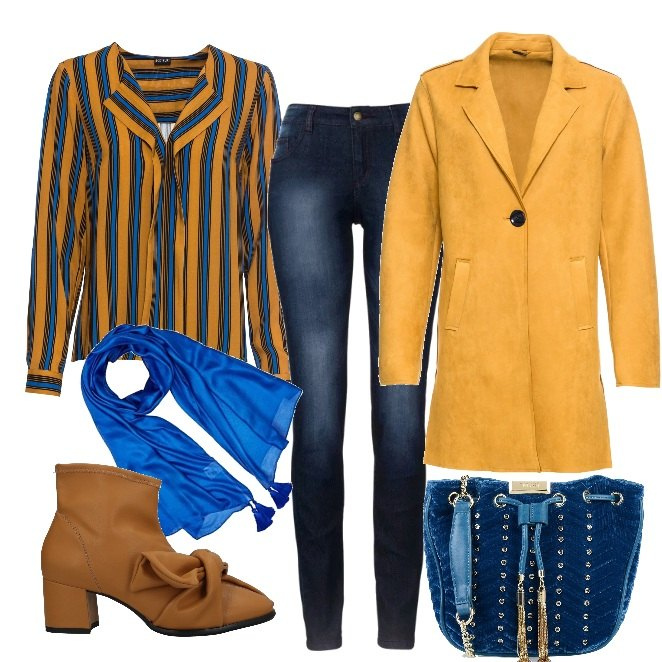 Outfit donna - Passo a prenderti alle tre. Stile Trendy per Serata fuori. Abbinamento con jeans skinny, pantaloni, cappotti, borse a tracolla, stivaletti, sciarpa.