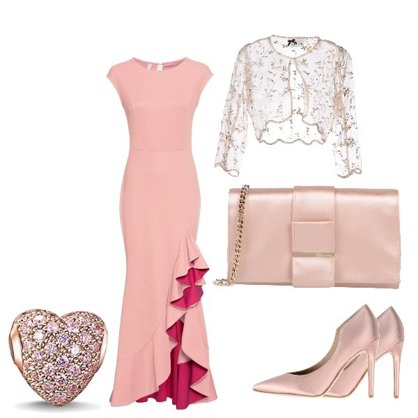 Outfit donna - Chic in Pink...low cost. Stile Chic per Cerimonia. Abbinamento con blazer, décolleté, borse a mano, vestiti, ciondoli.