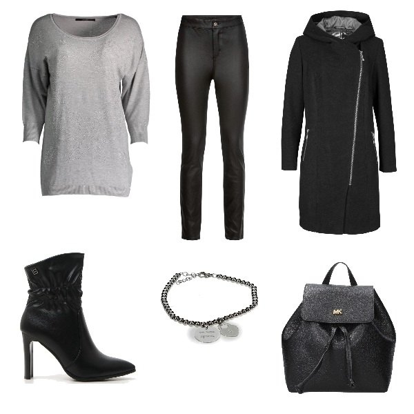 Outfit donna - Basic #1804. Stile Basic per Ufficio. Abbinamento con blazer, pantaloni, zaini, braccialetti, stivaletti, pullovers.