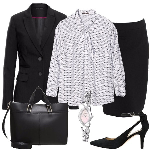 Outfit donna - Il tailleur nero. Stile Chic per Ufficio.