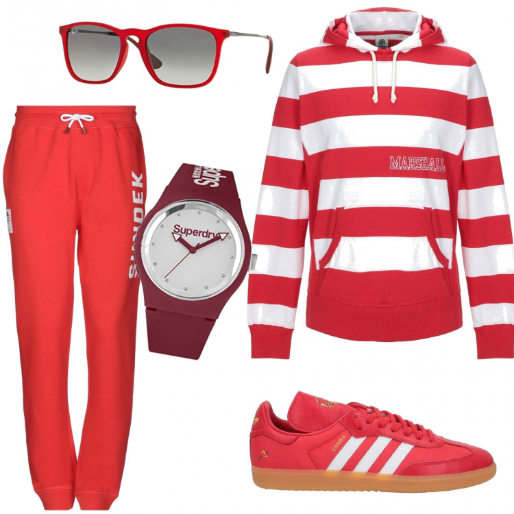Outfit hombre - Casual #1319. Estilo Casual para Deporte. Combinación con reloj, sneakers, pantalone.
