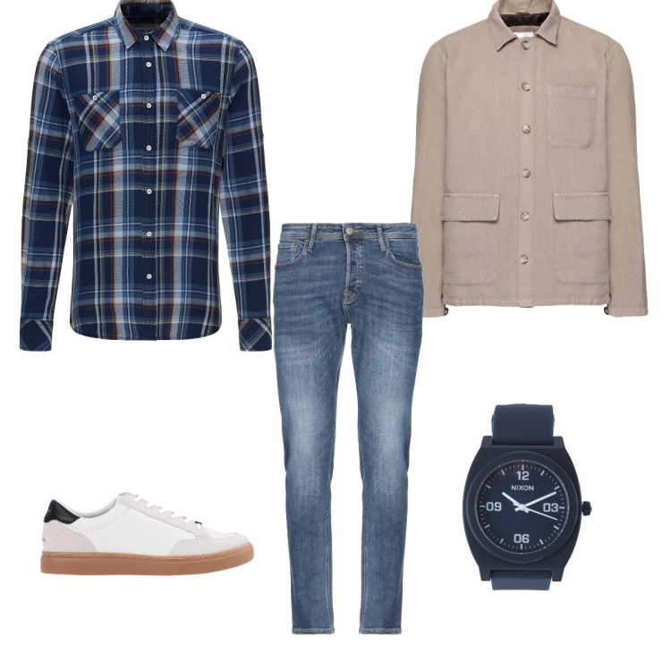 Outfit homme - No rush my crush. Style Tendance pour Tous les jours. Assortir avec chemises, sneakers tennis, bracciale, t-shirt, pantalone in denim.