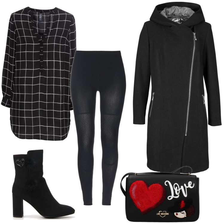 Outfit donna - Outfit Trendy/Stivaletto Fashion. Stile Trendy per Tutti i giorni. Abbinamento con bluse, blazer, leggings, borse a spalla, stivaletti.