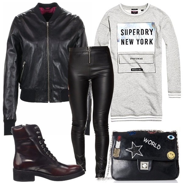 Outfit donna - La tracollina con le patch. Stile Urban per Tutti i giorni.