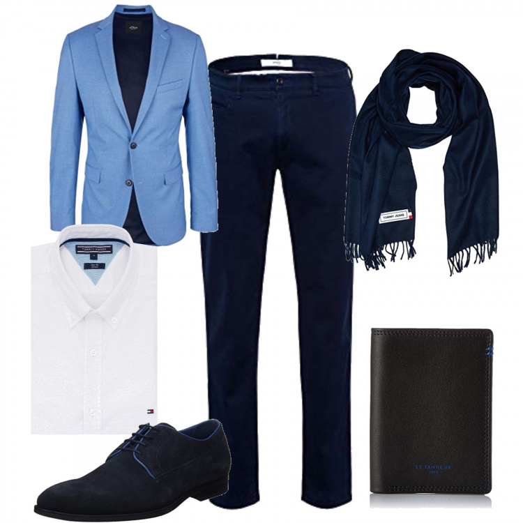 Outfit uomo - In giacca ma senza cravatta!. Stile Trendy per Ufficio. Abbinamento con giacche, pantaloni, portafogli, scarpe stringate, scarpe stringate, sciarpe.