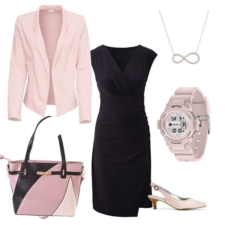 Outfit femme - Pour le bureau mais chic. Style Chic pour Bureau. Assortir avec robes, pulls, chaussures à talon, montres, shoppers et shopping bags, collier.