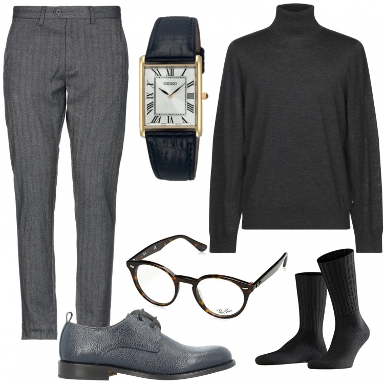 Outfit hombre - Business/Elegante #370. Estilo Business/Elegante para Oficina. Combinación con calcetines, pantalones.